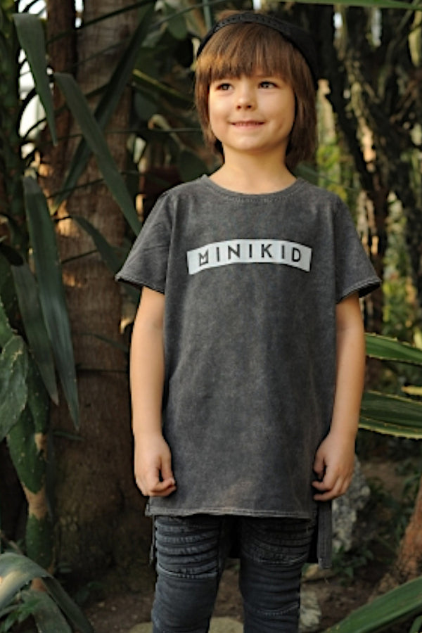 Lasten MINIKID Acid Dark Grey T-paita